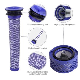 Replacement Vacuum Cleaner Pre HEPA Filter 96566101 and Motor Post Filter 96674101 Set Compatible with Dyson V6 Vacuum Cleaners - Filter 965661-01 and 966741-01