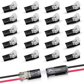 30Pcs Double-Wire Plug-in Connector Led Light Strip Connectors 2 Pin, Led Strip Lights Connectors Low Voltage Wire Connector with Locking Buckle, Fast Connect Plugs Led Connectors for Strip Lights