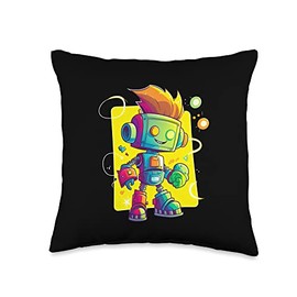 Robot Designs by Fasaza Science Coding Robots Kids Toddler Boys Girls Throw Pillow, 16x16, Multicolor