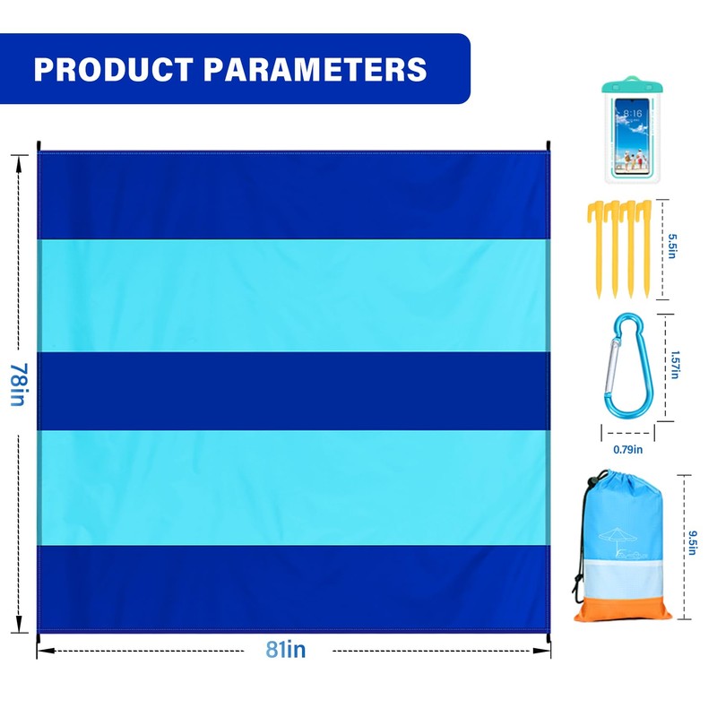 Famstar Beach Blanket Oversized Extra Large 78" X 81",Waterproof Sandproof