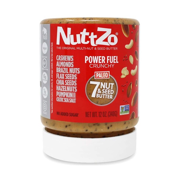 NuttZo Power Fuel Nut Butter, Crunchy, Natural, Seven Nuts & Seeds (Peanut Free), Paleo, 12 Ounce