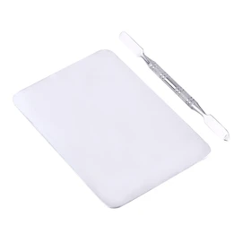 Mixing Palette Small Stainless Steel Makeup Palette Rec Shape Mixing Plate Tools with Spatula Nail Art Palette for Blending Cosmetic Shades