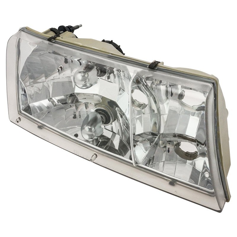 TRQ 2 Piece Headlight Assembly Set Chrome Bezel Driver &