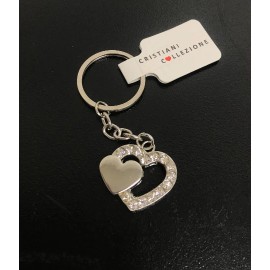Cristiani Collezione Double Heart Metal Crystal Keychain