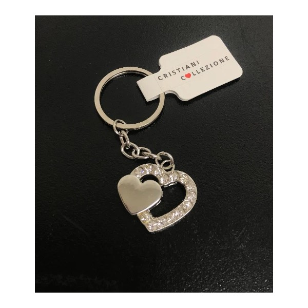 Cristiani Collezione Double Heart Metal Crystal Keychain