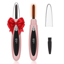 Heated Eyelash Curler, Eye Lash Curler Heat with Comb, 10s Fast Heat Up Lash Curling Tool with Adjustable 3 Temperature Level, Natural Curl, USB Rechargeable, Portable for Travel (Pink)