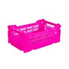Ay-Kasa Folding Crate, Sturdy Folding Box, Plastic, Stackable, Neon Pink,