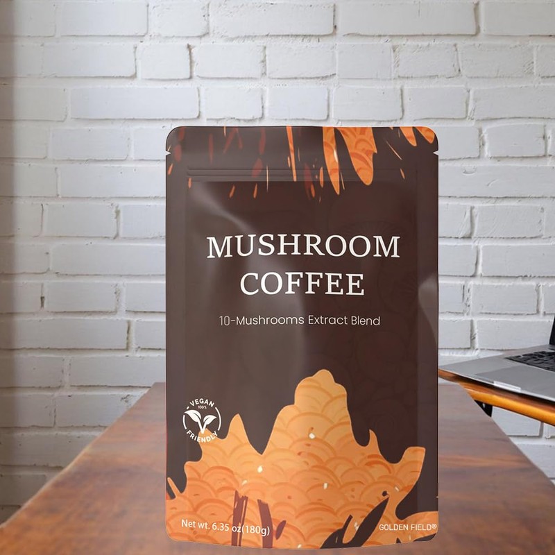 Golden field Mushroom Coffee with Adaptogens, 10-Mushroom Extract Blend, 6.35