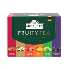 Ahmad Tea Black & Green Tea, Fruitytea Assorted Sampler Variety Gift Box, 60 Foil Teabags - Caffeinated & Sugar-Free