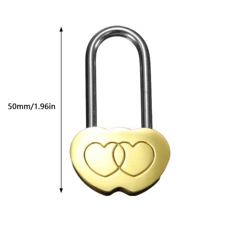 4PCS 50MM Engraved Padlock Double Heart Shaped Lock for Wedding