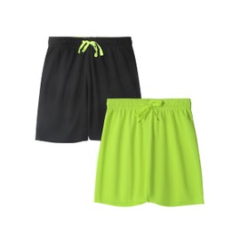 DaniChins Boys Loose Athletic Moisture Wicking Shorts Performance Mesh Shorts, Black/Yellow, 7