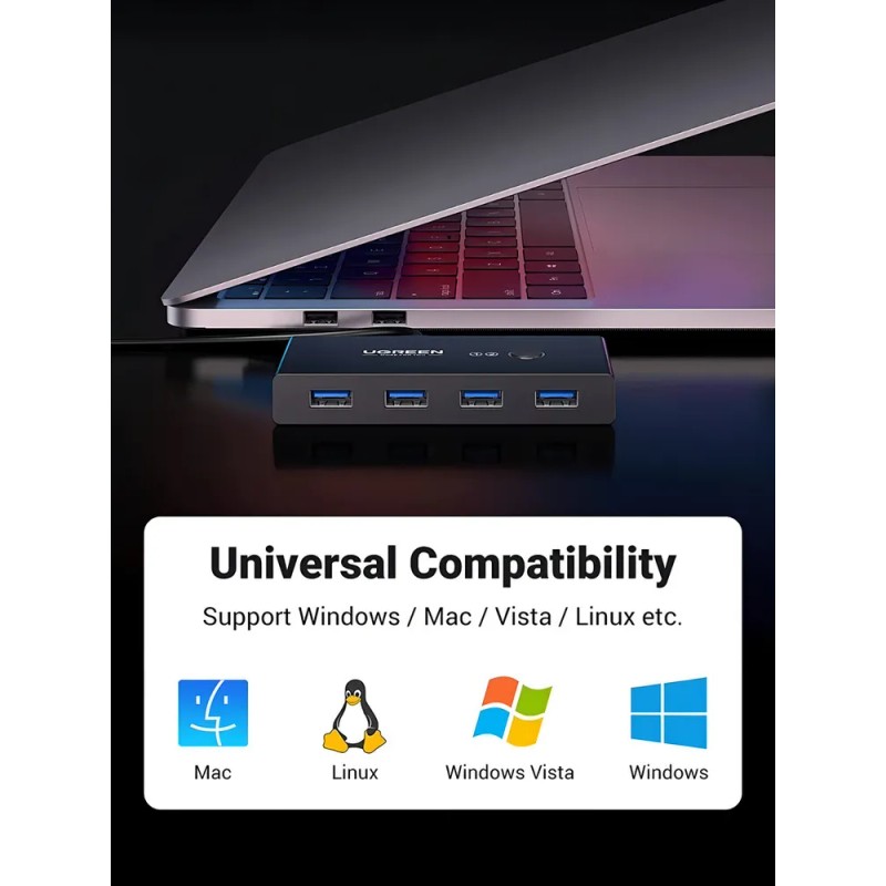 Usb Hub Switch 3.0 4 Puertos 2 Entradas Y 4