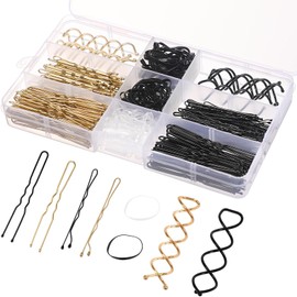 JULBEAR Bobby Pins, 356 Piece Hair Pins Set, Spiral Hair Clips Set, U-Shaped Wave Shape Hair Clips with Storage Box for Girls, Children, Hair Styler, Women
