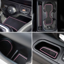 auovo Cup Holder Insert Liner Coaster Anti Dust Mats for Renegade Accessories 2018 2019 2020 2021 2022 Custom Center Console Door Pads 18Pcs () 2018+ Pink