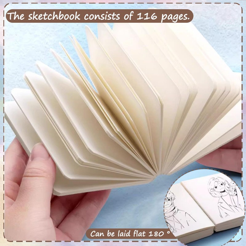 5 PCS Mini Watercolour Paint Set Travel, 8 Grids Pocket