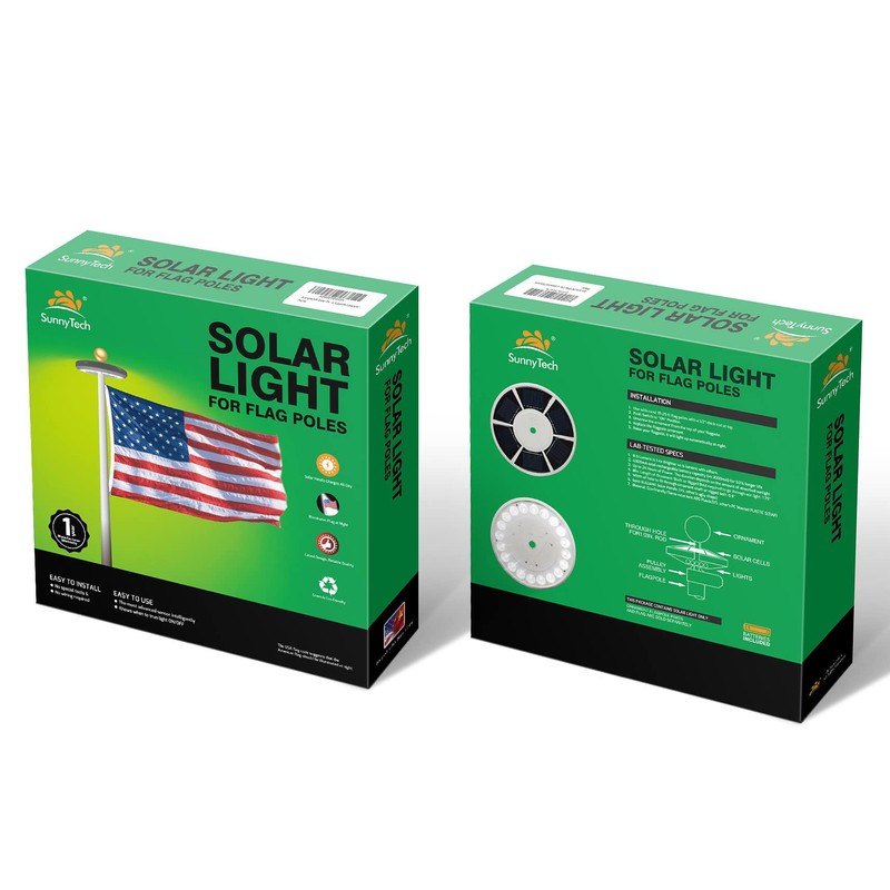 Sunnytech 2nd Generation Solar Flag Pole 20led Light, Brightest, Most