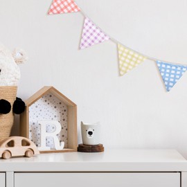 Breling 2 Pack 4 Colors Gingham Pattern Party Supplies Triangular Flag Banner, 102 Inch Checkered Pennant Bunting Garland for Birthday, Festival, Baby Shower, Wedding Party Decorations