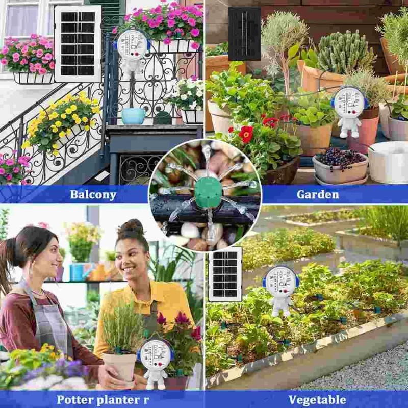 50ft Solar Automatic Drip Irrigation System Garden Watering System with