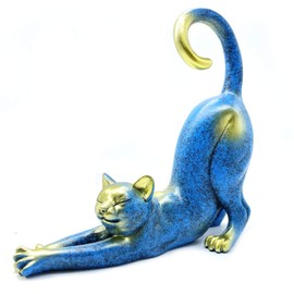 Cat Stretching Statue Figurine Sculpture Gifts for Cat Lover Art Cat Office Home Decor Desk Accessories Decoration
