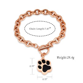 Minicremation Dog Paw Print Cremation Jewellery for Ashes Memorial Urn Bangle for Pet Stainless Steel Urn Bracelet Ash Holder, Stainless Steel, No Gemstone