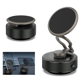 Jemey Magnetic Suction Cup Car Phone Holder, Adjustable Foldable 360° Rotation Magnetic Phone Holder for Windshield Dashboard, Portable Universal Electric Vacuum Magnetic Suction Car Phone Mount