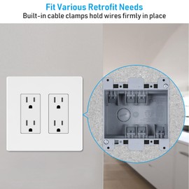 LEONLITE 12 Pack 2 Gang Old Work Electrical Outlet Box, Two Gang Ultra-deep 25 Cubic Inch Device Box, PVC Electrical Junction Box for Switch, GFCI, Duplex Receptacle, Outlet Box, ETL Listed, Gray