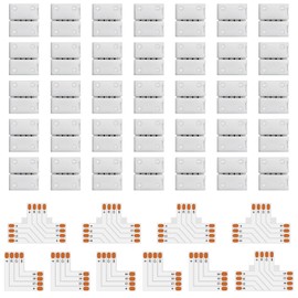 VIPMOON LED Strip Connector, Pack of 35, 4-Pin 10 mm Solderless LED Corner Connector for RGB SMD 5050/3528 LED Strips, L-, T-shaped