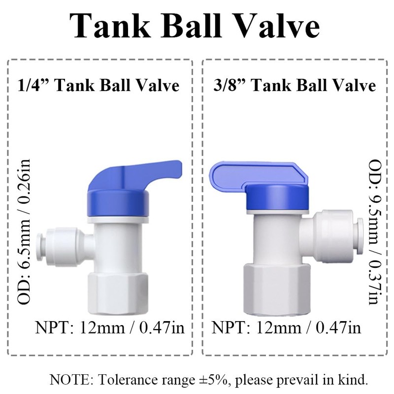 tooloflife 3/8" Tank Ball Valve, Valve Shut-Off: Inline Tap/Isolating Valve,