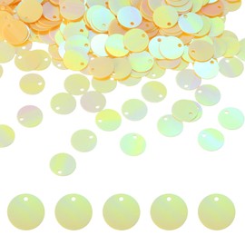 uxcell 1250 PCS Flat Round Sequins, 10mm/0.4 Inch Large Sequins for Craft Resin Gradient AB Yellow Loose Sequins Paillettes with Single Holes for DIY Crafts Sewing Embroidery Clothing