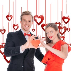 Valentines Day Decorations, 40 Pcs Valentine's Day Glitter Heart Swirl Hanging Decoration for Wedding, Engagement, Anniversary and Birthday Parties