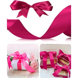 25 Yards / 23 Meters of Satin Ribbon 10mm - (Fuchsia Pink) for Gifts Wrap, Sew, Party, Decorations, Events, Dress, Wedding Christmas Crafts, Bows, Car, Floral More