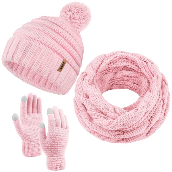 Aneco Winter Warm Knitted Scarf Beanie Hat and Gloves Set