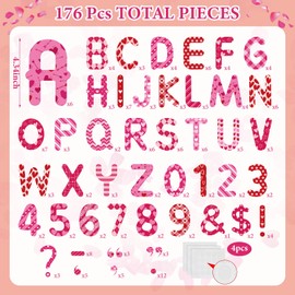 Faccito 176 Pcs Valentine's Day Bulletin Board Decorations Letters Alphabet Numbers Cutouts Valentine's Day Letters Combo Set with Glue Points Red Pink Alphabet Number for Home School Classroom Decor