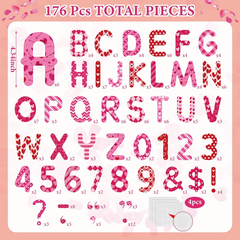Faccito 176 Pcs Valentine's Day Bulletin Board Decorations Letters Alphabet