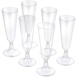 eMKay® Clear Plastic Champagne Flutes/Glasses 140ml - 16 Count (Pack of 1)