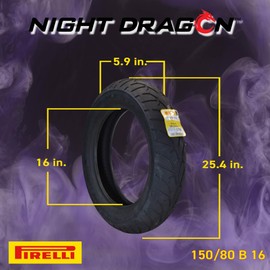 Pirelli Night Dragon 150/80B16 M/C 71H TL Cruiser Motorcycle Front Tire - Superior Traction & Handling for High-Performance Cruisers w/Keychain