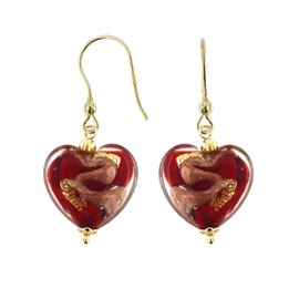 Venetiaurum - Ohrringe mit rotem 12mm Herz aus originalem Muranoglas und 925er Silber - Schmuck “Made in Italy” zertifiziert