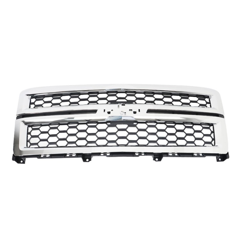 munirater Chrome Front Bumper Honeycomb Grille Replacement for 2014-2015 Silverado