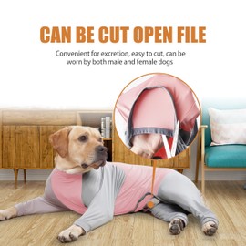 Pinellia Dog Recovery Suit, Abdominal Wound After Surgery Wear, Prevent Licking Wounds, E-Collar & Cone Alternatives, Long Sleeve Postoperative Shirts Dog Pajamas Prevent Shedding(XL, Pink)
