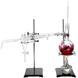 500ml Essential Oil Distillation Kit Borosilicate Glass 24 40 Joint Lab Supplies Set With Alcohol Lamp Ceramic MeshDefault: Default
