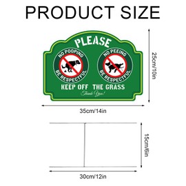 2pcs No Pooping or Peeing Dogs Sign, 14x10 Inch Double Sided Printing Be Respectful Keep Off The Grass Signs Clean Up After Your Dog No Poop and Pee for Outdoor Yard Lawn Garden