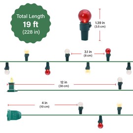 Christmas Lights 70 LED Red and Warm White Color Globe String Lights with Pearlized Glass 120V ETL Certified Indoor Outdoor use for Holiday Party Thanksgiving Yard Xmas Tree