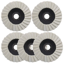 Be In Your Mind 5Pcs Wool Felt Polishing Wheel 5Inch/125mm Serrated Washer Flap Felt Disc for Stainless Steel Glass Metals Aluminium Angle Grinder Buffing Wheel