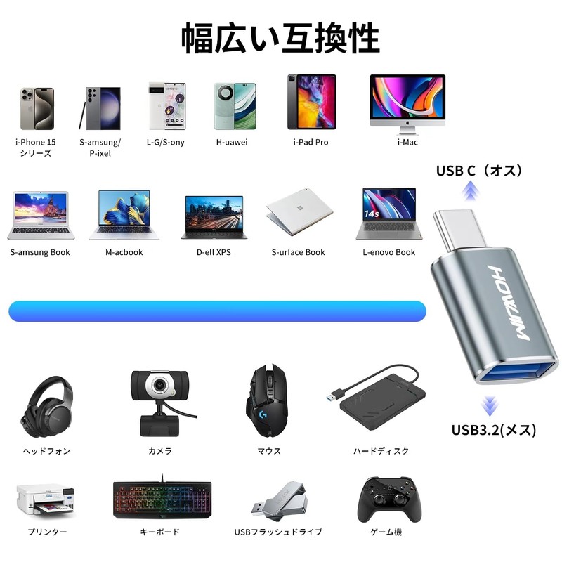 HOWJIM USB Type-C Converter Adapter, USB 3.2 Gen2 (Female) to