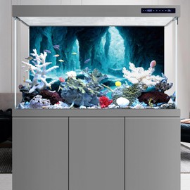 AWERT 48x24 inches Rock Cave Aquarium Background Rock Pillar Terrarium Background Cave Fish Tank Background