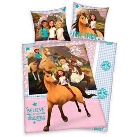 Spirit Wild and Free Horses Bed Linen 80 x 80 cm + 135 x 200 cm, Cotton with Zip