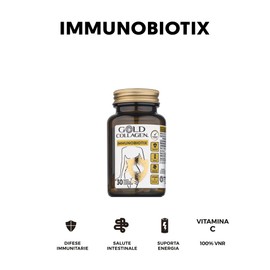 GOLD COLLAGEN Immunobiotix - Immune System Booster for More Energy & Gut Health with Vitamin C D, Spirulina, Zinc, Folic Acid, 3 Billion Biotic Cultures, Vitamins for Tiredness and Fatigue, 30 Tablets