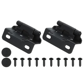 PATIKIL Self-Closing Cabinet Hinges Semi-Overlay 1/2 Inch, 2 Pcs Semi Concealed Flush Face Mount Cabinet Hinge with Screws for Kitchen Bathroom Furniture Cabinet Door, Black