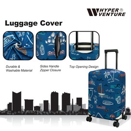 HYPER VENTURE Washable Luggage Cover - Fashion Suitcase Protector Fits 23-26 Inch Luggage (Hawaii Beach, M)