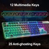 LANGTU Membrane Gaming Keyboard, Colorful LED Backlit Quiet Keyboard for